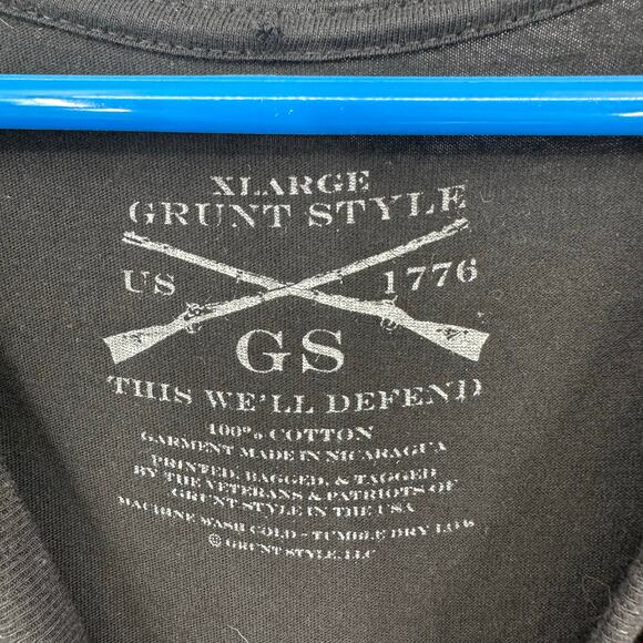 Grunt‎ Style Size XL Long Sleeve Crew Neck Black Eagle American Flag Print Shirt - Picture 3 of 3